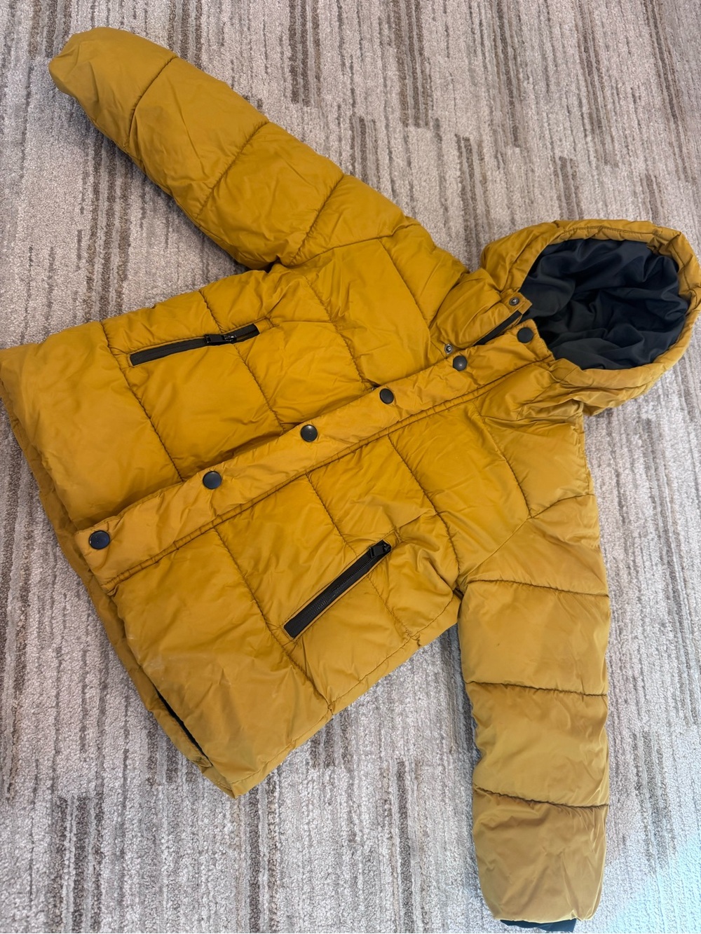 Zara Kids Mustard Hooded Puffer Jacket